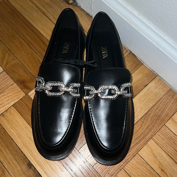 Zara rhinestone embellished flat loafers black - Picture 3 of 3